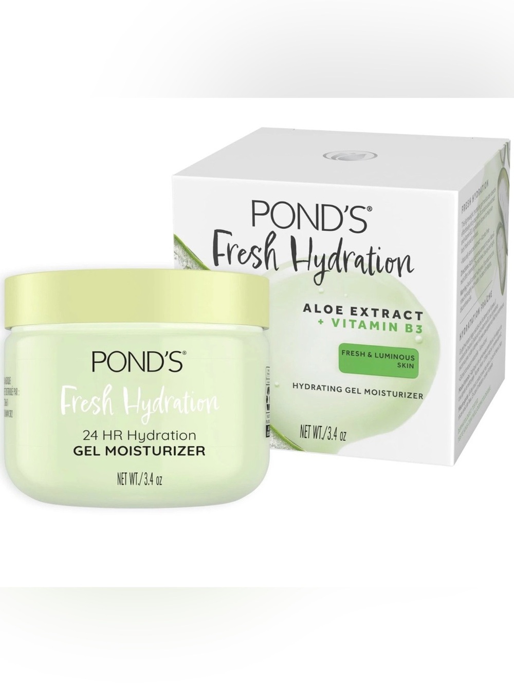 Pond S Aloe Extract Vitamin B3 Gel Moisturizer 24 Hour Hydration 3.4 Ounce